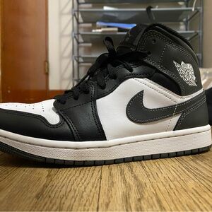Nike Air Jordan 1 mid Black, Gray and White Sneakers